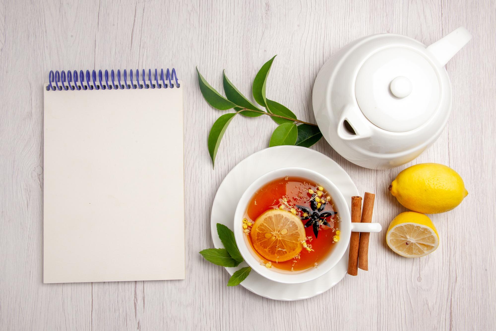 Tea and notebook